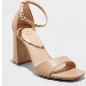 NWT A New Day SHELLY HEELS with Memory Foam Insole TAN CHUNKY Sz 9 NEUTRAL
